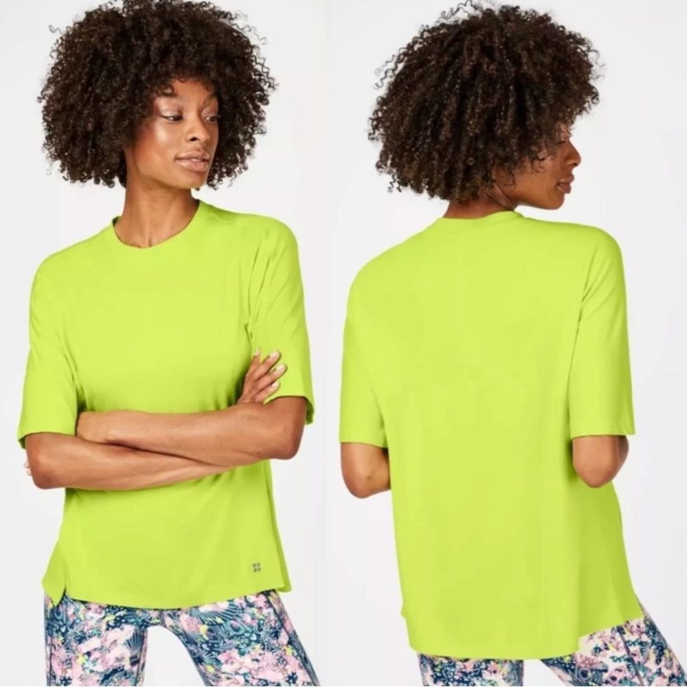 FEARNE COTTON x Sweaty Betty Hempstead Boyfriend Tee in Neon Green Size Large